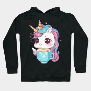 Cute unicorn with cup of coffee Hoodie